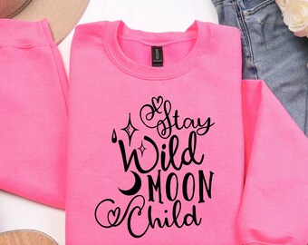 Stay Wild Moon Child SVG PNG | Boho Celestial Quote Design voor Cricut Laser Silhouette sublimatie digitale download sticker stickerbestand