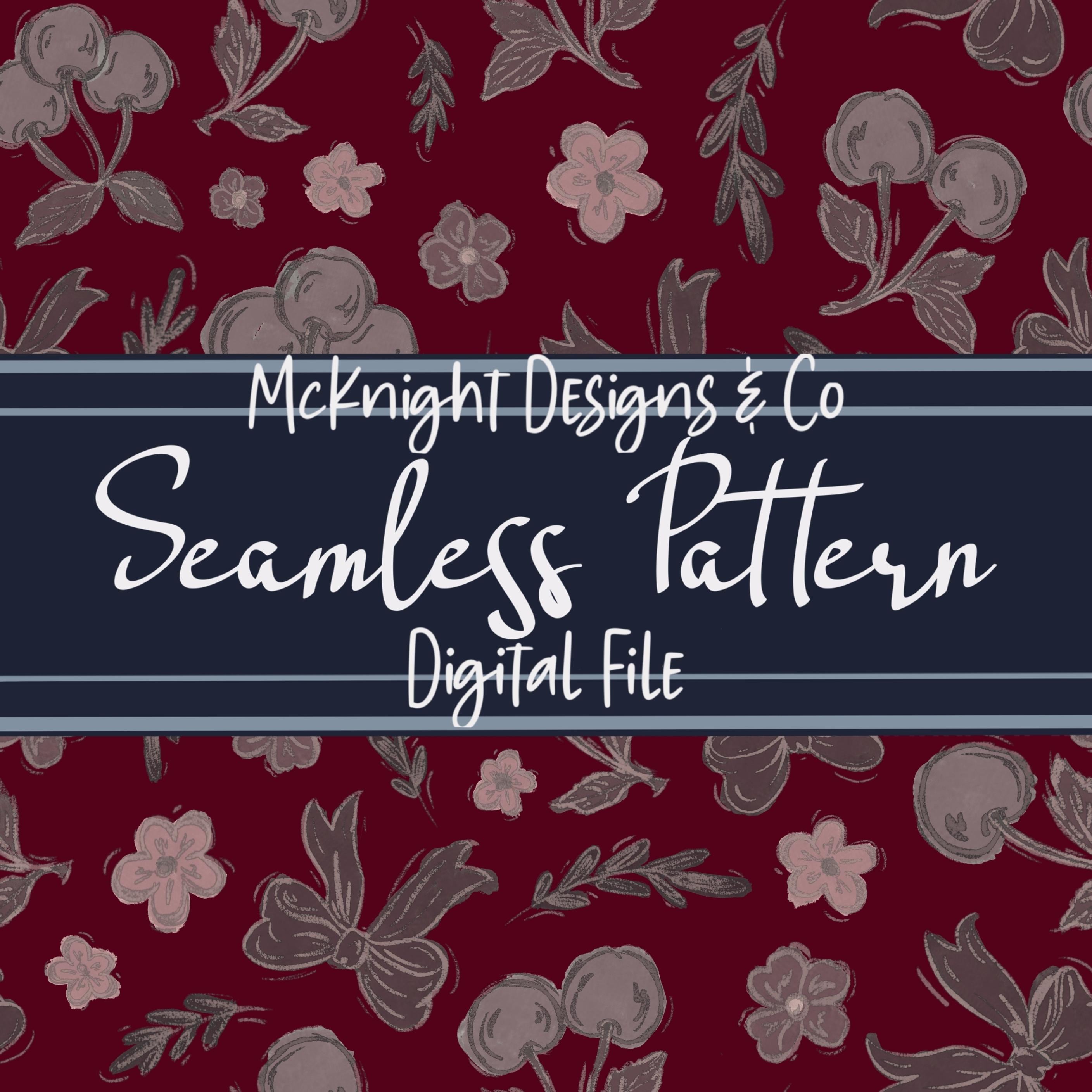 Dark Coquette Seamless Pattern PNG Design – Deep Cherry Red Bow Floral ...