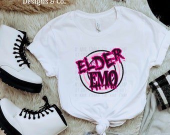 Elder Emo PNG | Y2K Emo Music Digital Design for Sublimation print, dtf, uvdtf | Alt Rock Tumbler, Shirt, or Millennial Nostalgia Gift file