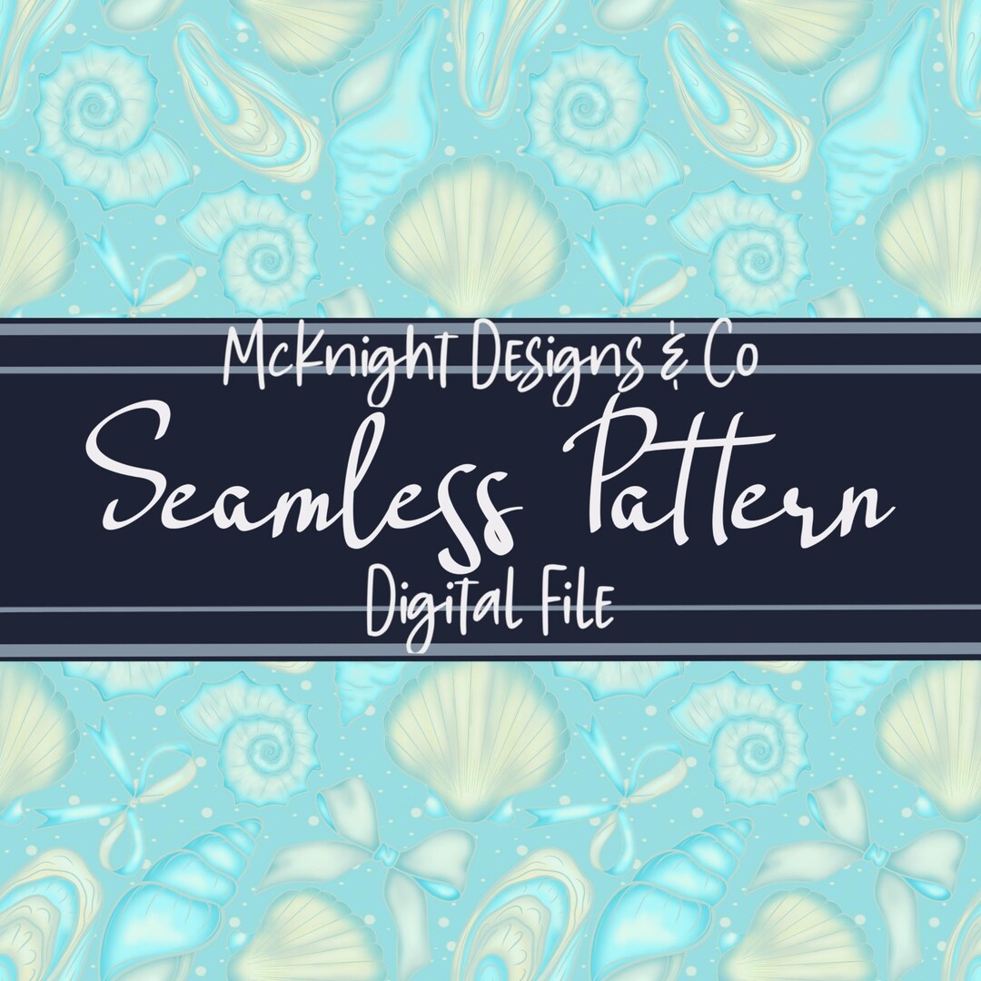 Seashell Coquette Seamless Pattern PNG | Pastel Mint Summer Coastal ...