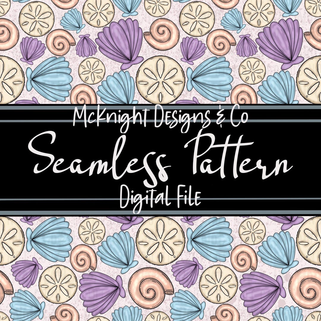 Summer Beach Seashell Seamless Pattern Print 400 DPI JPG Instant ...