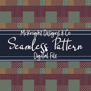 Holiday Fall Winter Patchwork Seamless Pattern PNG File Digital Design Quilt Texture Sublimation, Fabric, Vinyl Crafts Surface Print Sewing