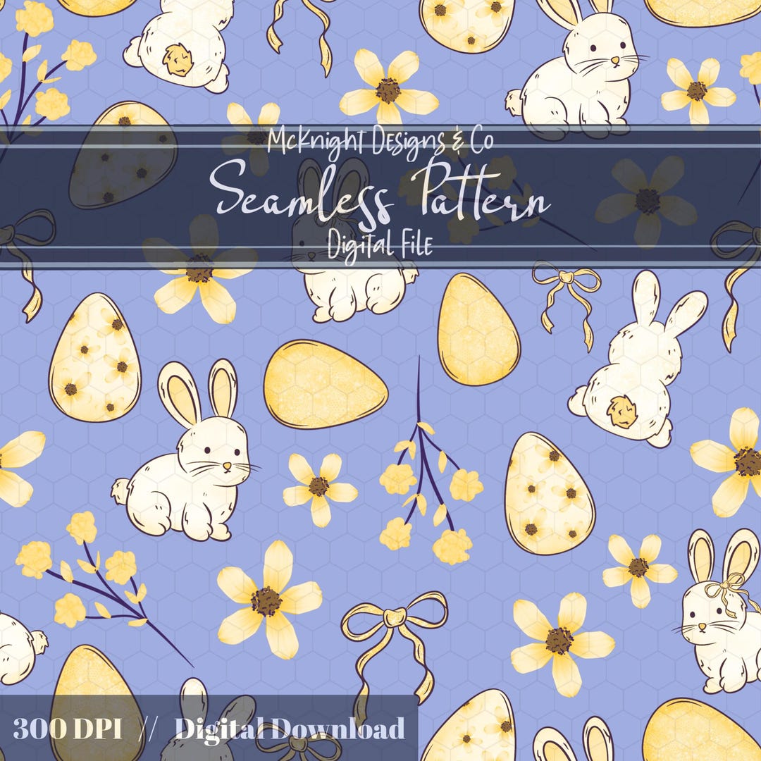 Easter Bunny Seamless Pattern, Spring Floral Rabbit Digital Paper ...