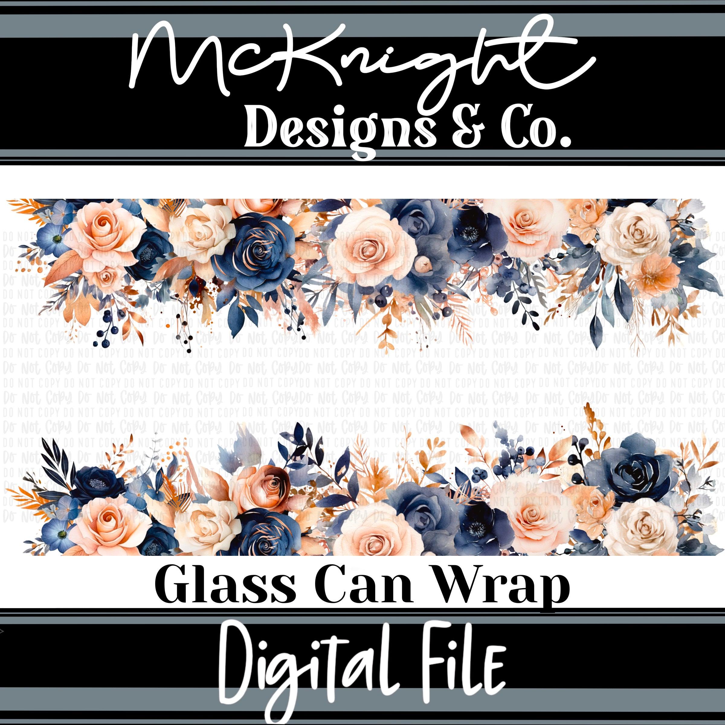Spring Floral Border Design Digital File 16oz Glass Can Wrap 300 DPI ...