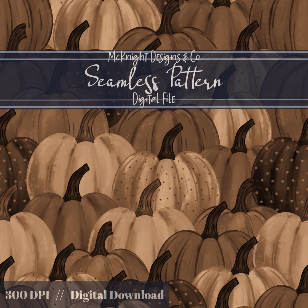 Fall Pumpkin Seamless Pattern PNG | Neutral Autumn Thanksgiving Painted ...