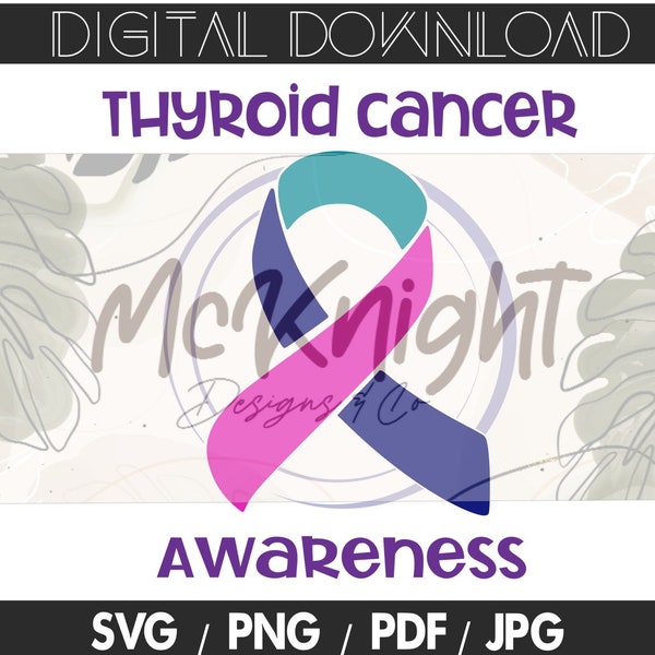 DIGITAL DOWNLOAD Image SVG file - Thyroid Cancer Awareness Ribbon - Fighter, Warrior, Survivor, Faith, Hope, Strength