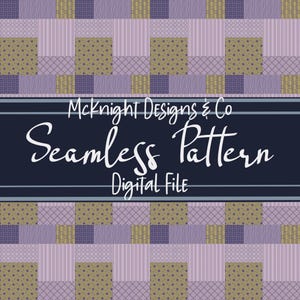 Lavender Patchwork Seamless Pattern PNG File – Digital Design Quilt Texture for Sublimation, Fabric, Vinyl & Crafts Surface Print - Sewing