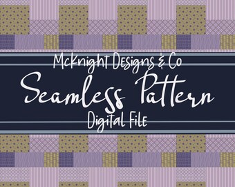 Lavendel Patchwork nahtlose Muster PNG Datei - Digital Design Quilt Textur für Sublimation, Stoff, Vinyl & Handwerk Oberflächendruck - Nähen