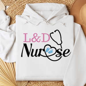L&D Nurse Digital Design PNG SVG | Labor and Delivery Nurse Sublimation dtf uvdtf | Medical Stethoscope Baby Feet foot prints Shirt Decal