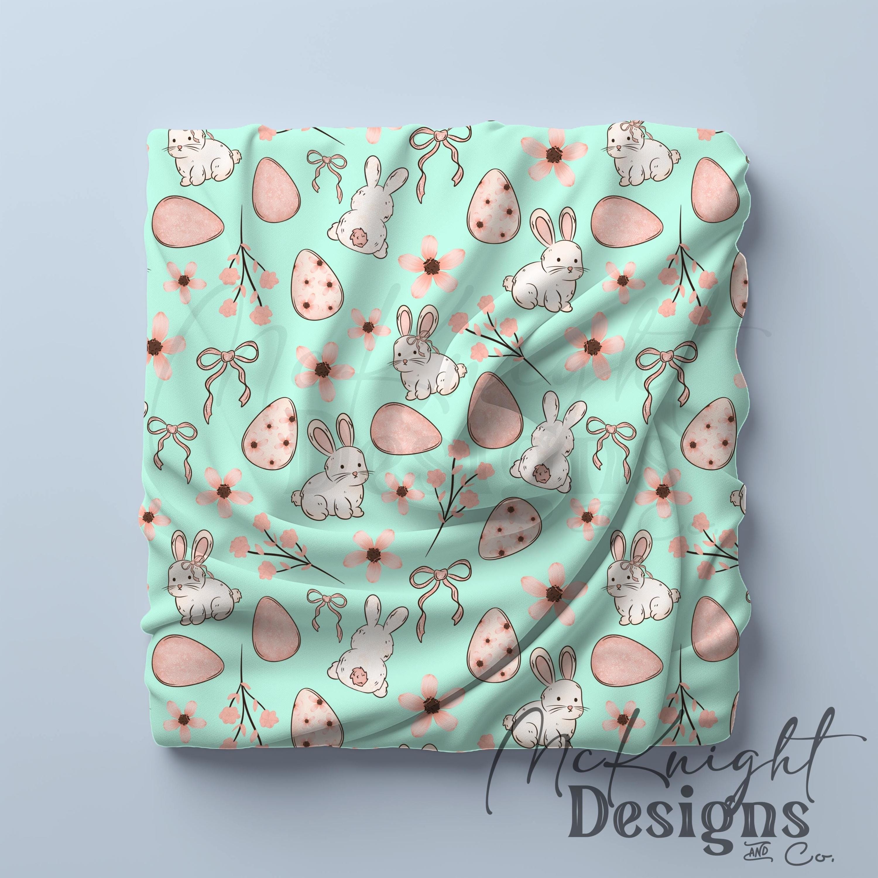 Soft Pastel Bunny Seamless Pattern, Spring Cottage Easter Digital Paper ...