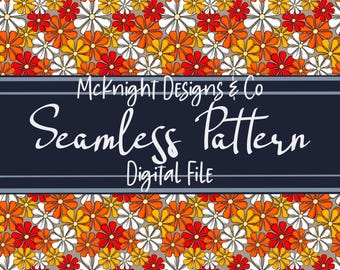 Floral Spring Daisies Seamless Pattern - Hand Drawn Print JPG Instant Download Digital Papers Vinyl Fabric Surface Pattern Design Gray