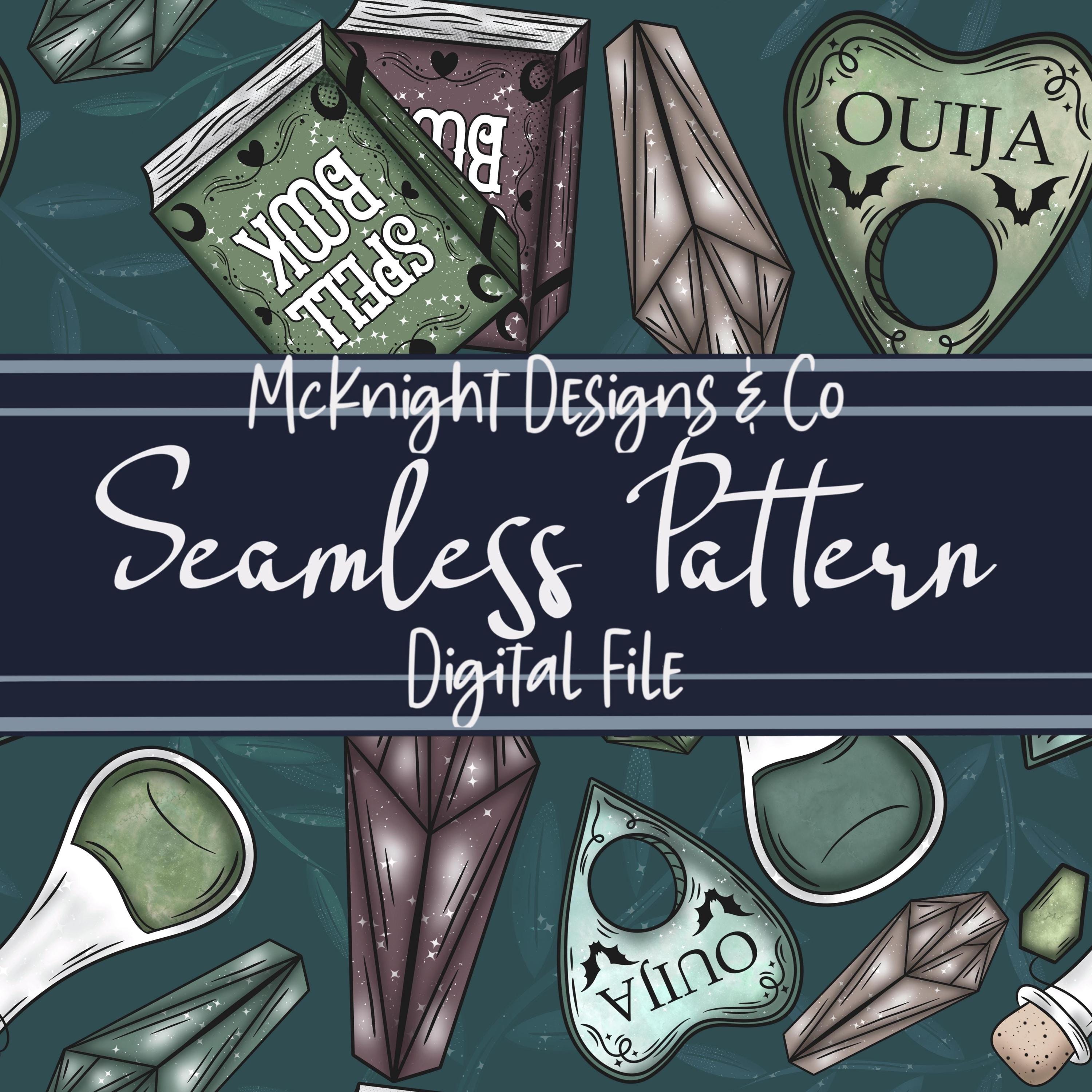 Spell Design Pattern Spell Book Crystal Potion Seamless Pattern PNG Download Witchy Digital ...