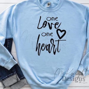 One Love One Heart Digital Design PNG SVG | Naklejka ścienna z winylu Plik do cięcia | Romantyczny wystrój domu Prezent ślubny Koszulka Kubek Sublimacja Romantyczny HTV
