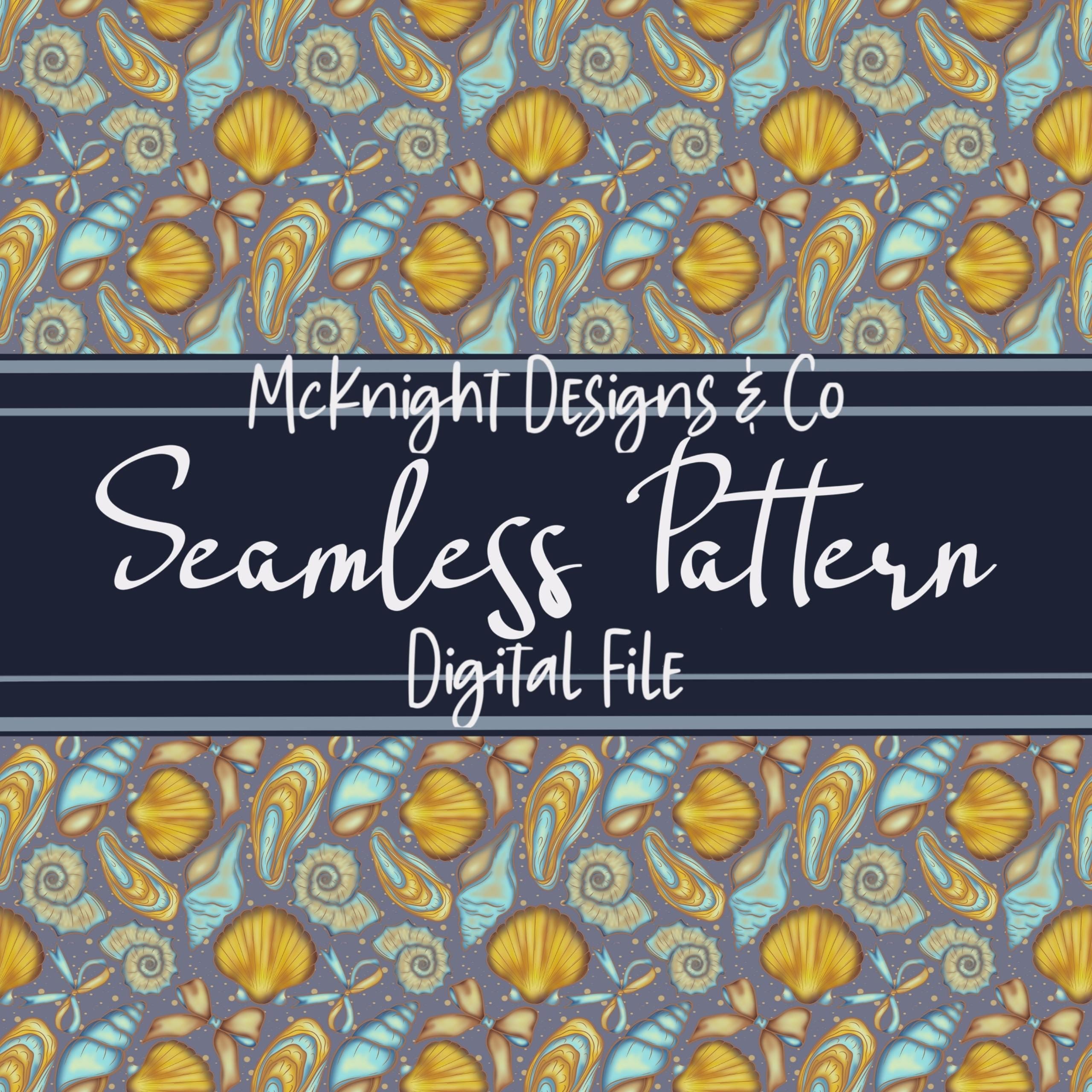 Seashell Coquette Seamless Pattern PNG – Aqua Gold Coastal Fabric ...