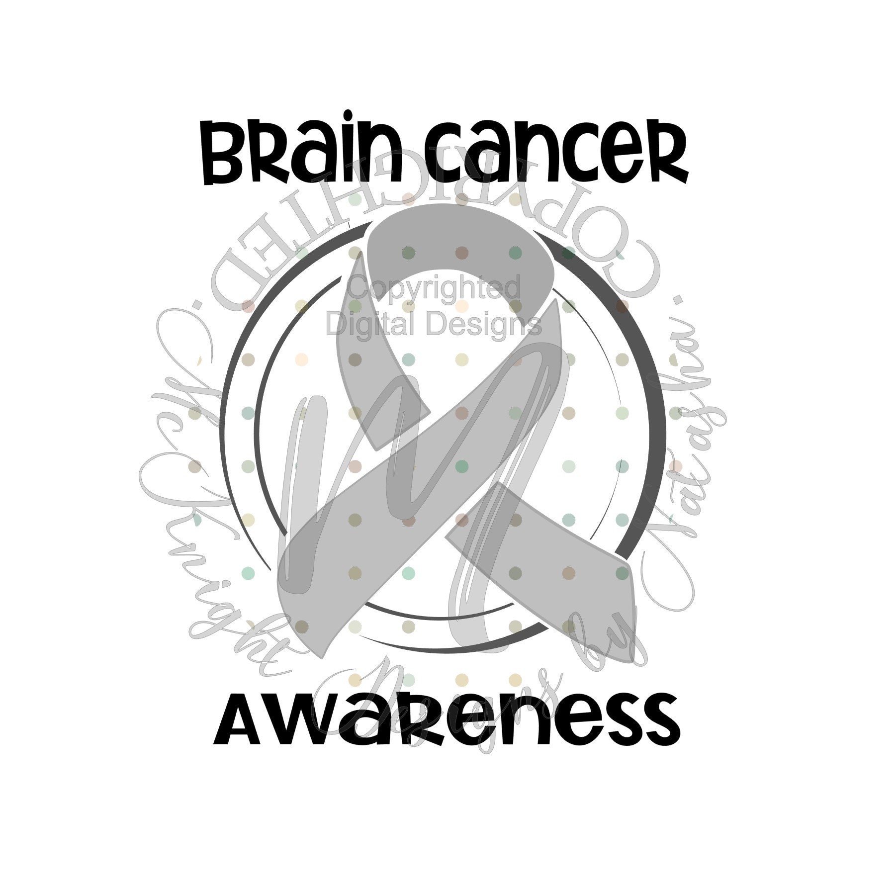 Brain Cancer Awareness Ribbon PNG | May Awareness Digital Download ...
