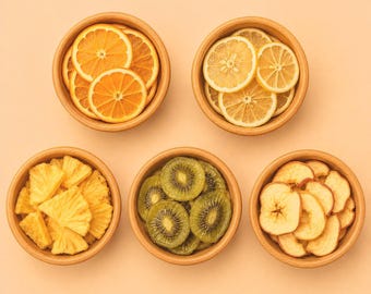 No Sugar Dried Fruit Mix – Banana, Apple, Kiwi, Orange & Persimmon | Natural Healthy Snack | Dehydrated Fruits
