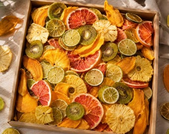 Tropical Dried Fruit Box Kiwi Pineapple Lime Mango Grapefruit | Citrus Exotic Cocktail Garnish Set | Healthy Gift Snack Box