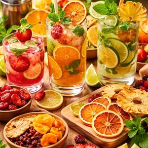 Cocktail Garnish Mix – Dried Orange Lemon Pineapple Cranberry Apple | Natural Cocktail Starter Kit | Drink Decoration Fruit Set image 3