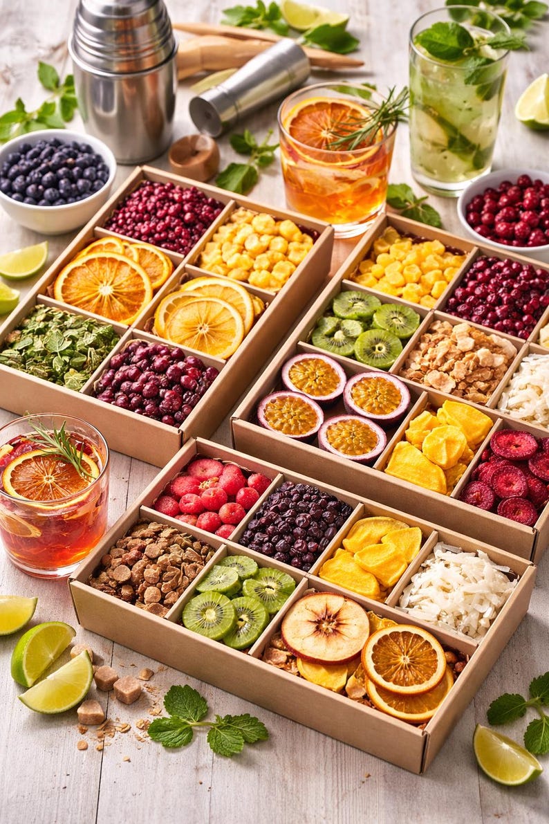 Cocktail Garnish Mix – Dried Orange Lemon Pineapple Cranberry Apple | Natural Cocktail Starter Kit | Drink Decoration Fruit Set image 2