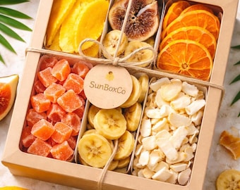 Tropical Dried Fruit Gift Box - Mango, Pineapple, Coconut, Kiwi, Lime Cocktail Garnish & Healthy Snack