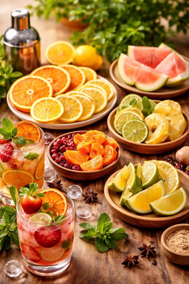 Cocktail Garnish Mix – Dried Orange Lemon Pineapple Cranberry Apple | Natural Cocktail Starter Kit | Drink Decoration Fruit Set image 4