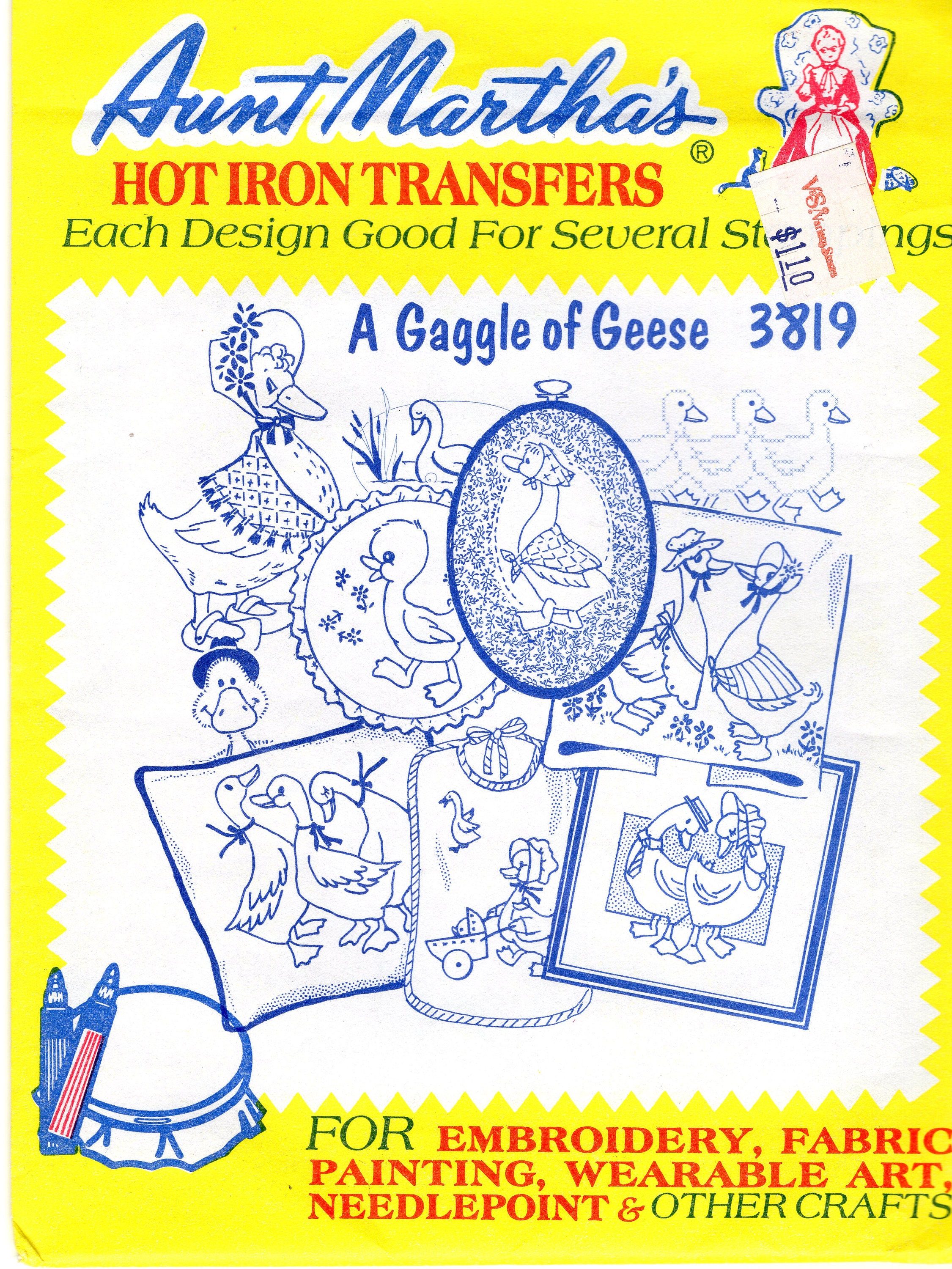 Aunt Martha's Hot Iron Transfer Pattern 3819 a GAGGLE OF Etsy