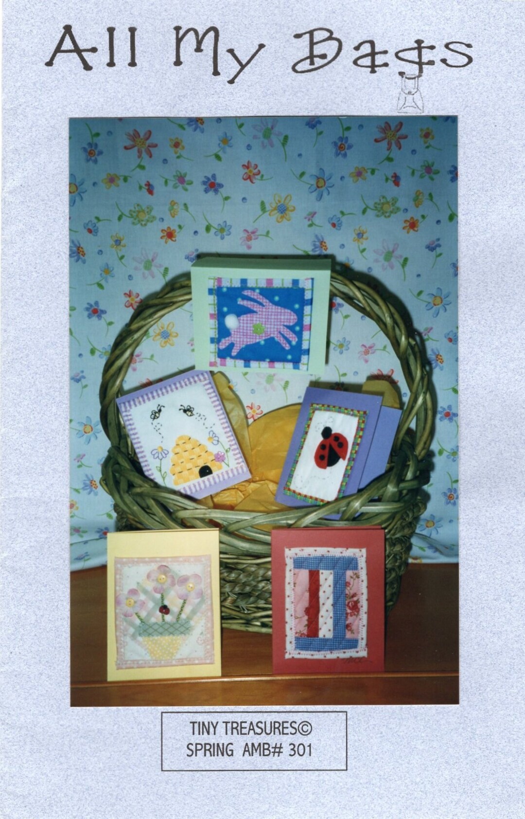Tiny Treasures All My Bags Spring Quilted Greeting Cards. Rabbit