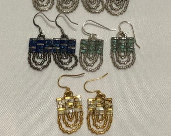 Small Tila beaded dangle earrings