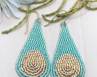 Tear drop beaded fringe earrings