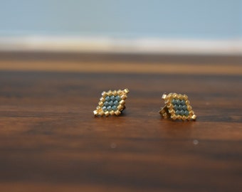 Diamond beaded stud earrings