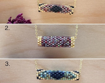 Tube beaded necklace pendants - chain included