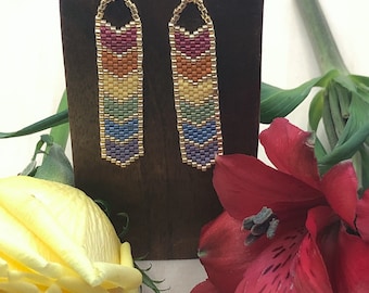 Rainbow Chevron beaded earrings