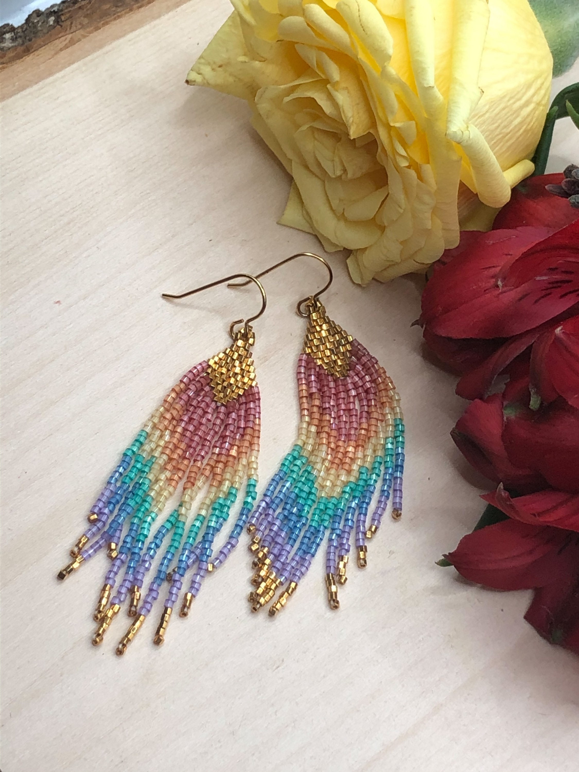 DIY Kit Van Gogh Starry Night Beaded Fringe Earrings Art Lover Long Boho  Beading Earrings Starlight Night Pattern Earrings Making Kit 