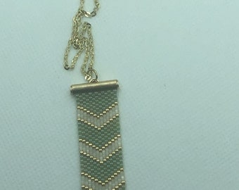 Long chevron beaded necklace pendant - chain included