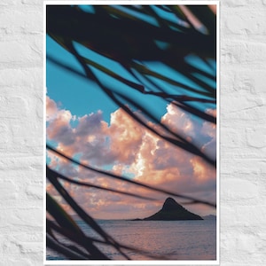 Amanecer en el sombrero del chino / Impresión de Hawaii - East Oahu / Cartel de fotografía costera - Arte de pared grande