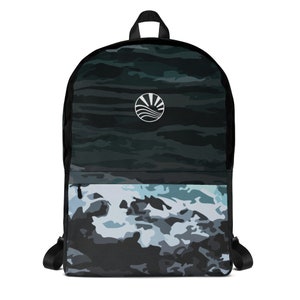 Sac à dos Ocean Wave, Sac à dos scolaire unisexe, Retour à l’école, Cadeau pour fille, Cadeau pour garçon, Cadeau pour surfeur, Amoureux de l’océan, Mer bleue profonde, Côte