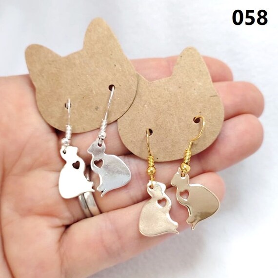 Hanging cat earrings deals