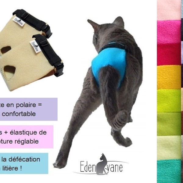 Lot de 2 culottes anti-marquage urinaire pour chat d'élevage - 2 culottes EXPRESS par EDENVANE (permettent la défécation en litière)