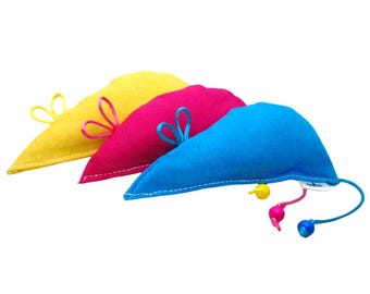 Juguete para gatos de lona de algodón resistente con hierba gatera, valeriana o matatabi - La SOURIS d'Edenvane