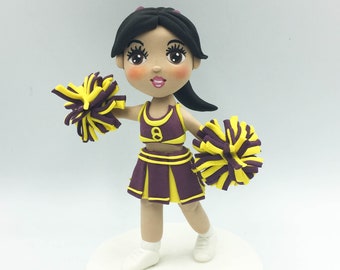 Cheerleader Clay Miniature, Personalized Gift for Cheerleader, Cheerleader Keepsake, Christmas Gift for Teammate, Custom Clay Figurine Gift