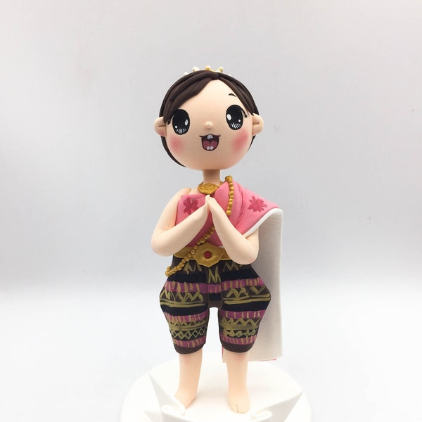 Khmer Girl Figurine, Cambodian girl cake topper, 15th birthday cake topper, Graduation gift, encouragement gift Congrats gift keepsake gift