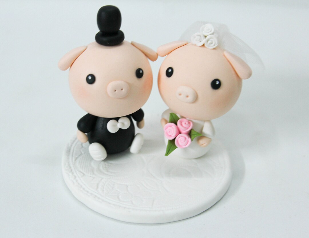 Pig Couple Wedding Cake Topper Animal Wedding Theme Country Etsy