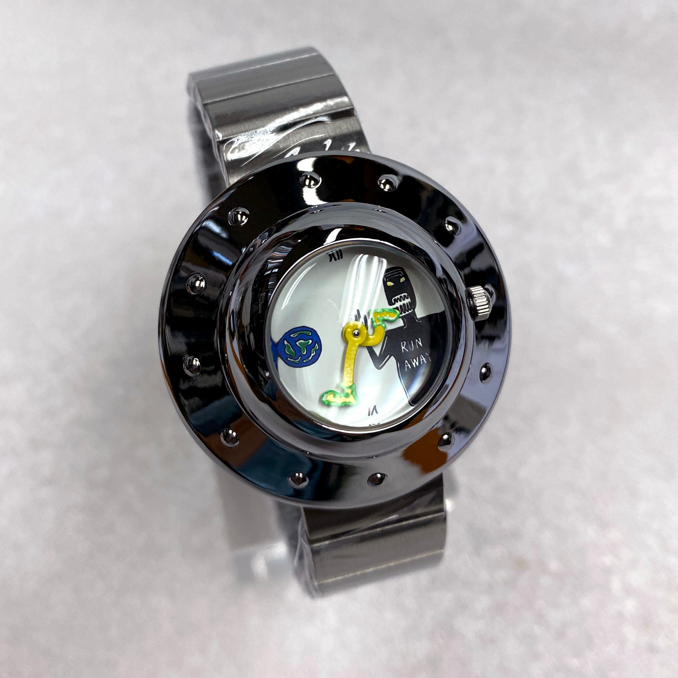 UFO Space Alien Watch Silver Design Version Japan Movement Unique ...