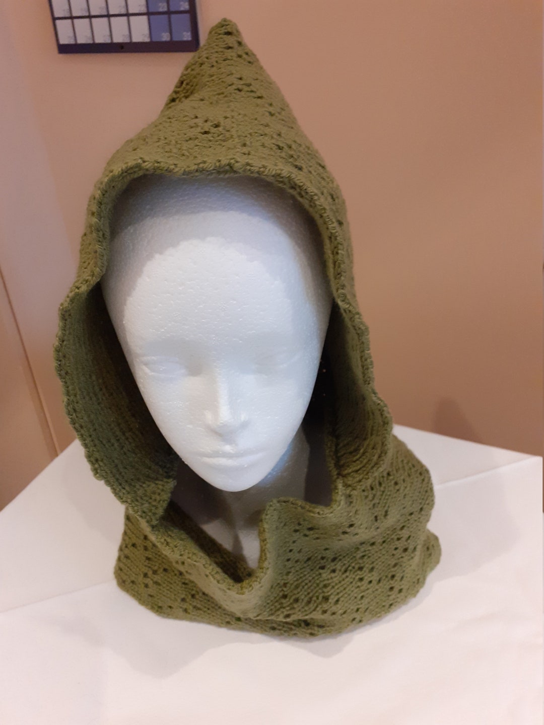 Knitted Cowl With Hood, Knitted Hoodie With Cowl, Knitted Snood With