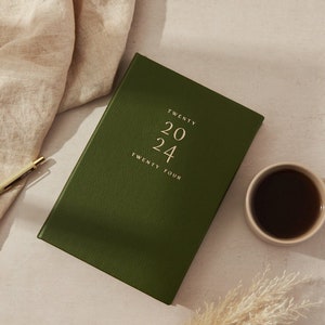 2024 Yearly Planner Olive Green, FULL YEAR Day Month Planner, 2024 Diary, Journal, Planner, Notebook image 1