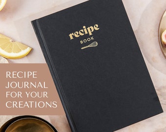 Recipe Book, Cookbook, A5 Recipe Organiser, Recipe Card, Cooking Gift, Black Recipe Journal