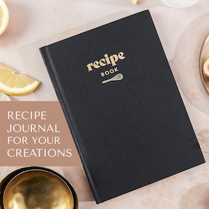 Recipe Book, Cookbook, A5 Recipe Organiser, Recipe Card, Cooking Gift, Black Recipe Journal