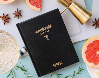 Gold Foiled Cocktail Recipe Book: Personalized Hardback Organizer