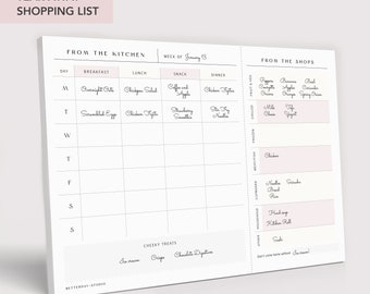 Shopping List and Meal Planner A4 Pad with tear away sheets, Food, Shopping and Meal Planner