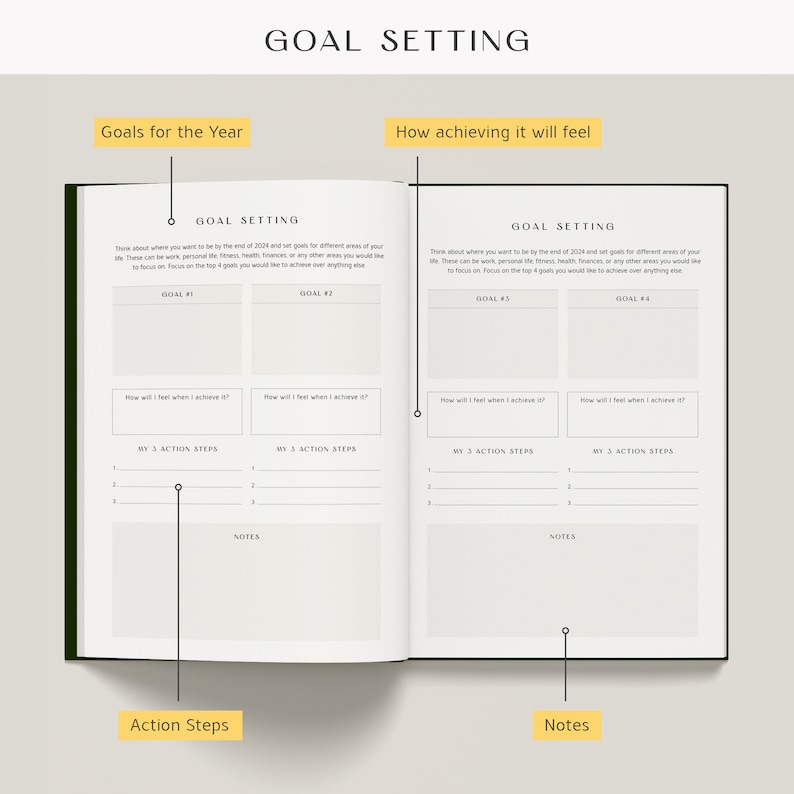 2024 Yearly Planner, FULL YEAR Day Month Planner, 2024 Diary, Journal, Planner, Notebook Bild 3